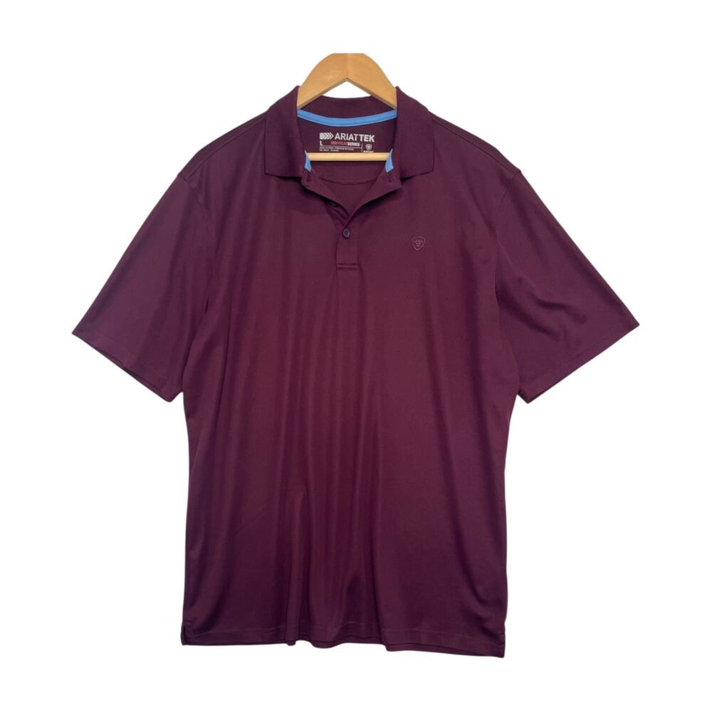 AriatTEK Heat Series Polo Shirt Mens Large Purple Performance Golf Western
